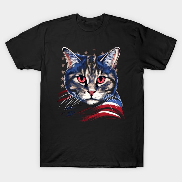 Patriotic American Shorthair T-Shirt by JH Mart